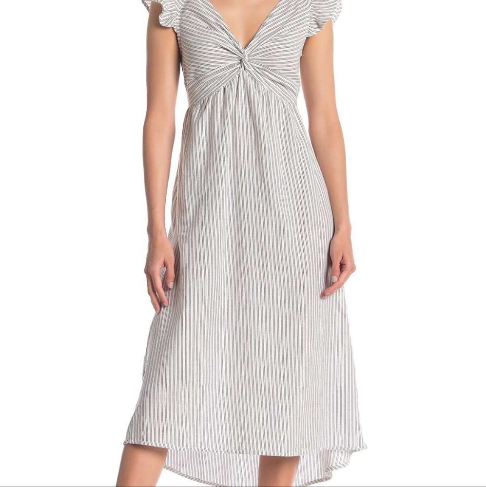 Angie Twist Front Flutter Sleeve Dress